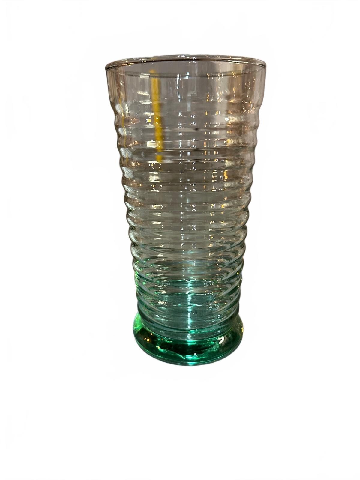 Vintage Anchor Hocking Green Ribbed Tumbler 6.5\