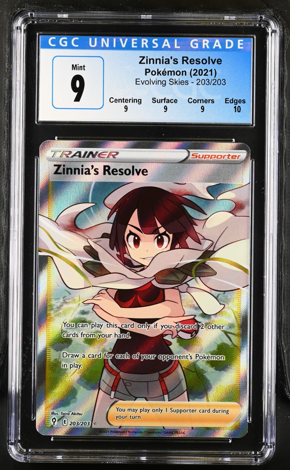 CGC 9 MINT Pokemon Zinnia’s Resolve 203/203 Evolving Skies ENGLISH
