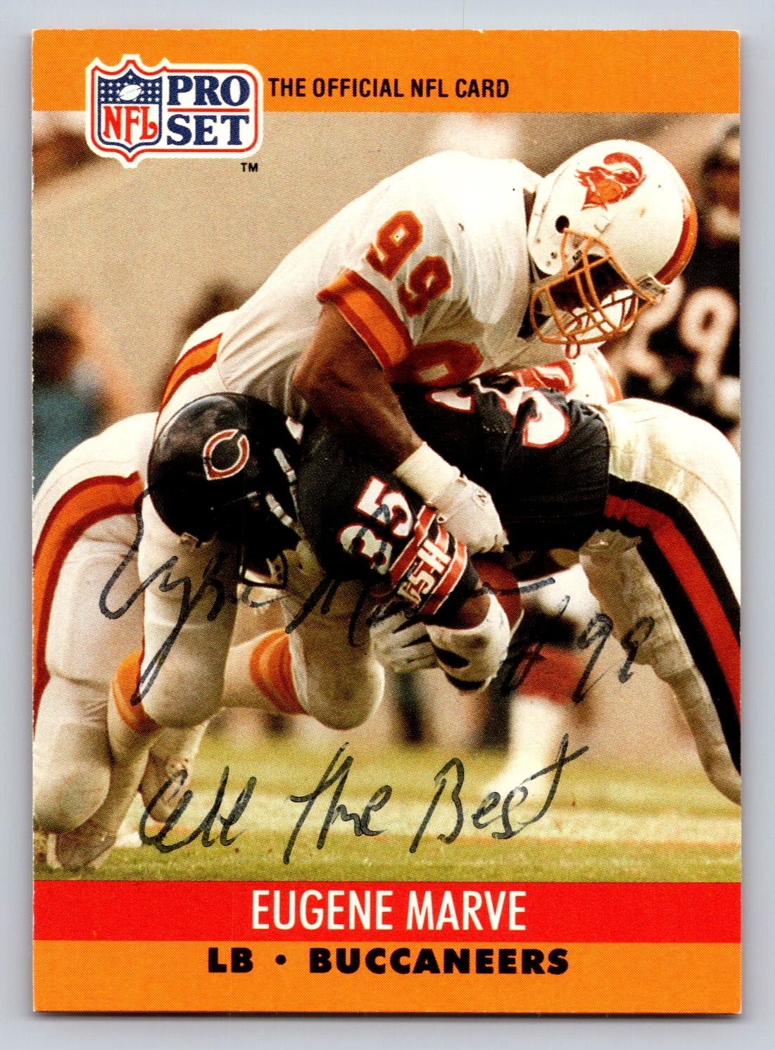1990 Pro Set NFL Eugene Marve Autographed Card #656 Buccaneers LB Signed 1990 Pro Set NFL Eugene Marve Autographed Card #656 Buccaneers LB Signed