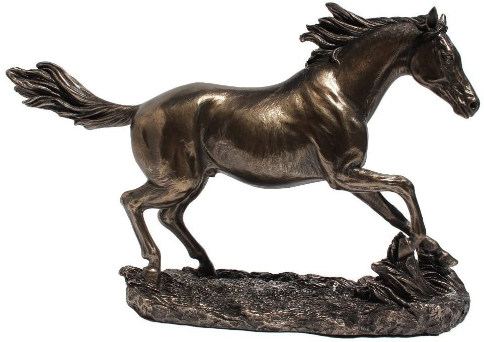 Horse Cantering On Grassland Cold Cast Bronze Finish Home Decorative Figurine