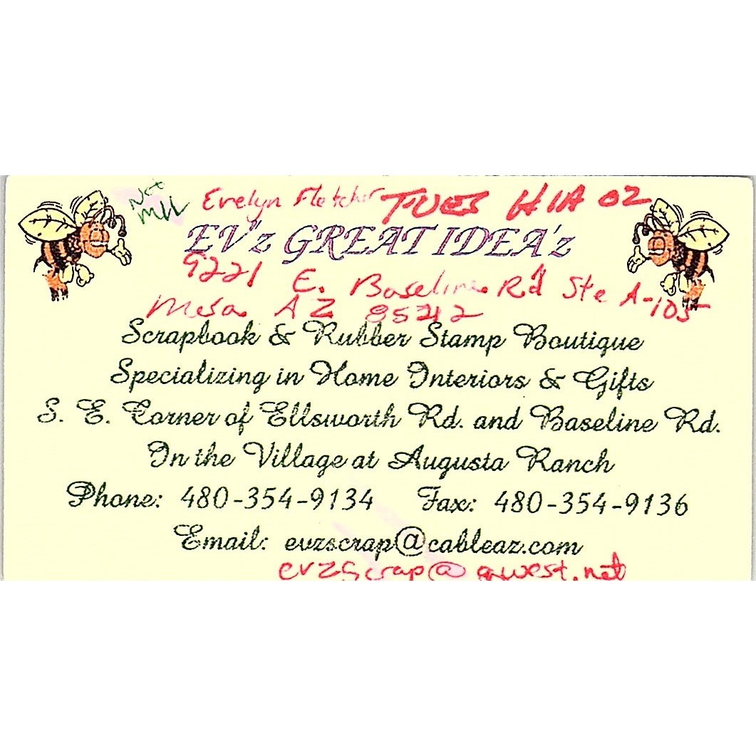EV'z Great Idea'z Evelyn Fletcher Ellsworth & Baseline Business Card STK2-BC1-10