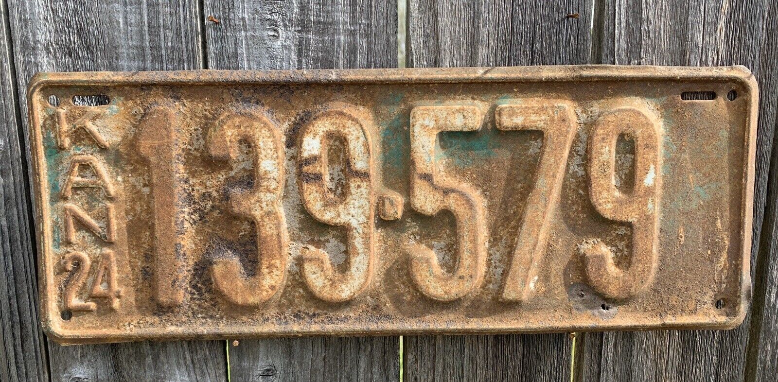 1924 KANSAS LICENSE PLATE ANTIQUE 96 YEARS OLD, #139579