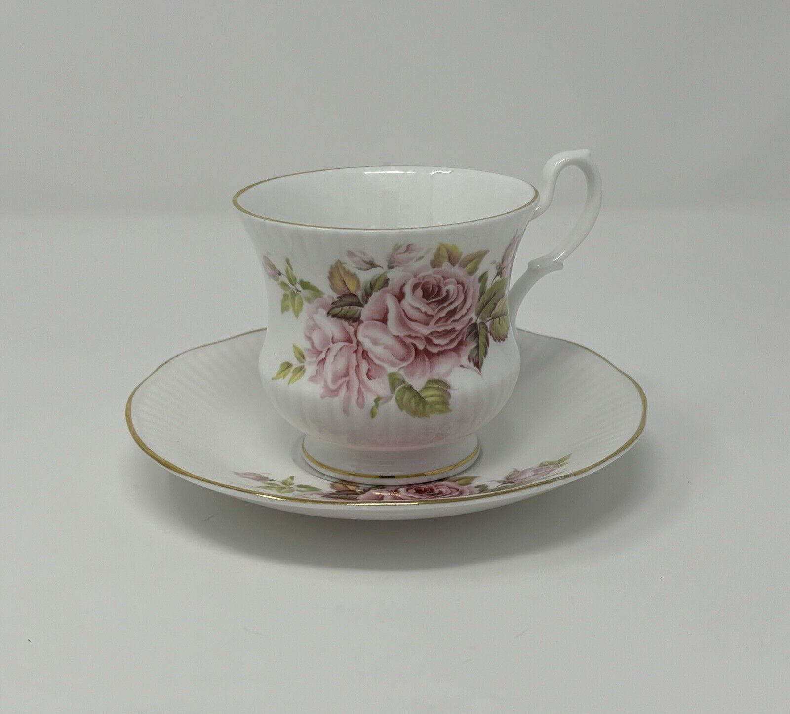 Royal Devon Fine Bone China Pink Cabbage Rose Tea Cup & Saucer England