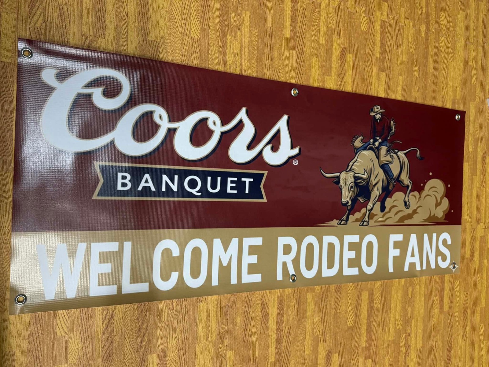 Coors Banquet Welcome Rodeo Fans Banner 48x20 | Western Man Cave Decor | Rodeo