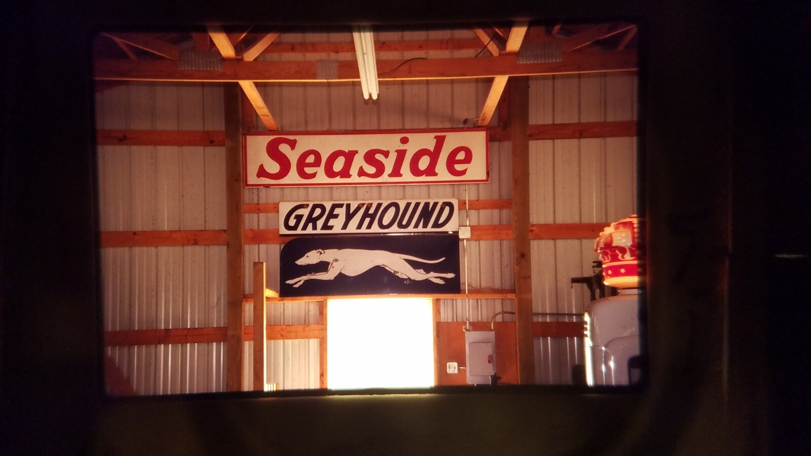 5317 vintage 35MM SLIDE photo GREYHOUND SIGN SEASIDE VAN HORNE\'S 1991