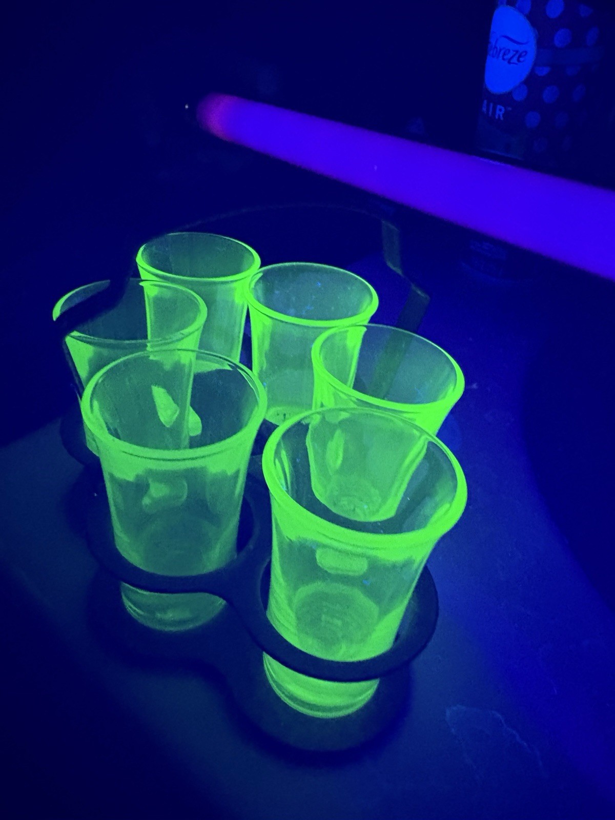 Uranium Glass Shot Glass Rack Set of 6