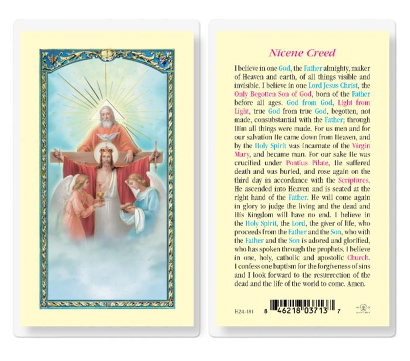 Nicene Creed Prayer Card Laminated Holy Card Catholic Faith