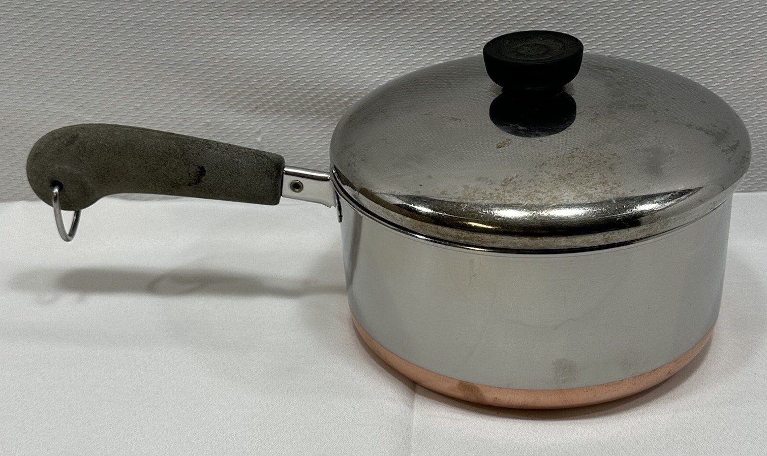 VTG Revere Ware 1801 - 2 Qt Copper Bottom Stainless Saucepan w/Lid Rome, NY USA