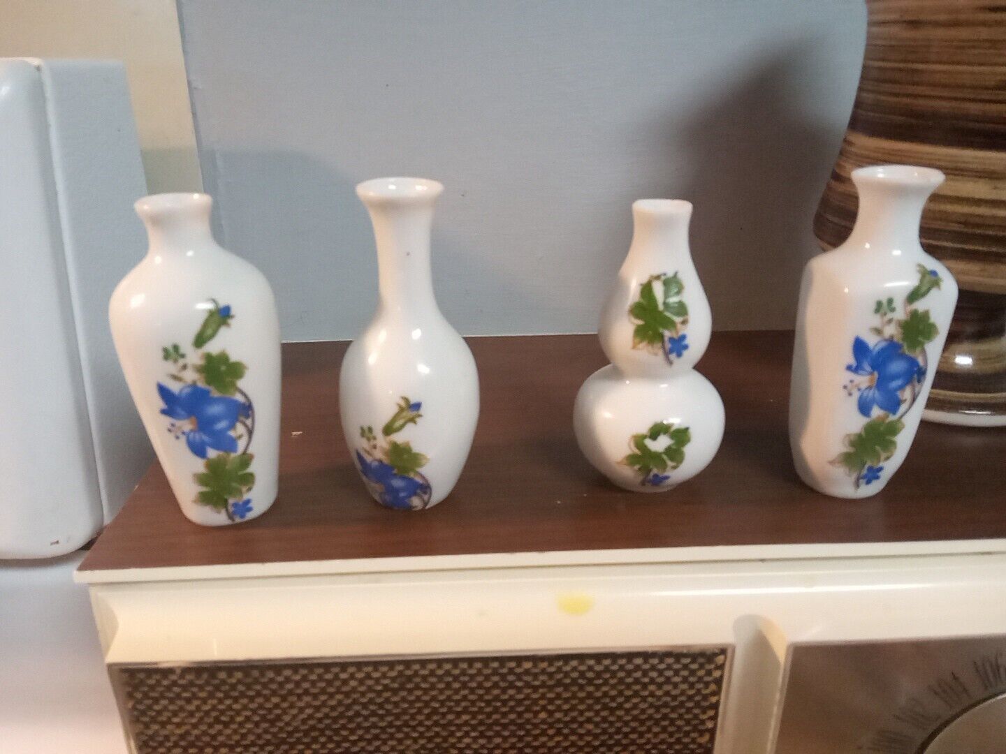 Miniature Japanese Hand Painted Porcelain Vases Lot Of 4