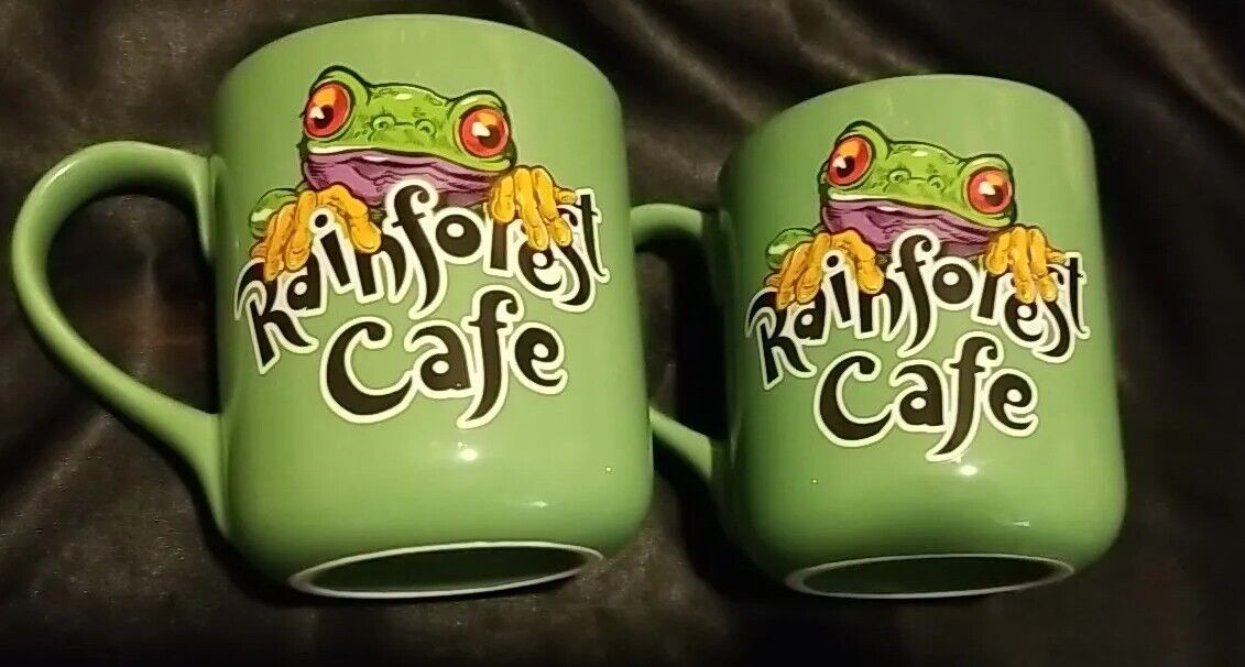 Set Of 2 Vintage Raintree Forest Cafe ChaiChai Green Frog Coffee Mugs