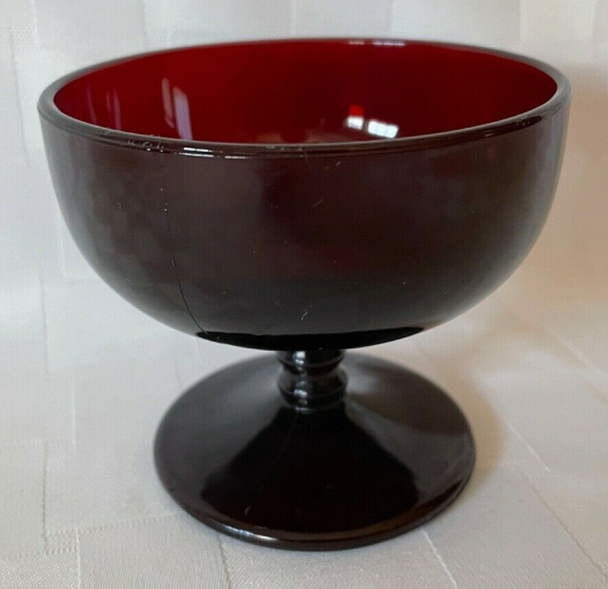 Vintage Anchor Hocking Royal Ruby Red Glass Monarch Sherbet Champagne Cup 3\