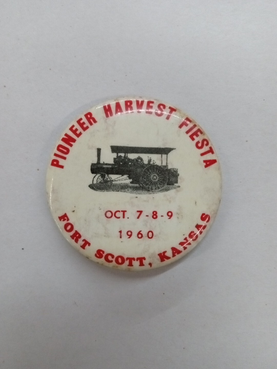 Vintage 1960 Pioneer Harvest Fiesta Button/Pin Fort Scott, Kansas