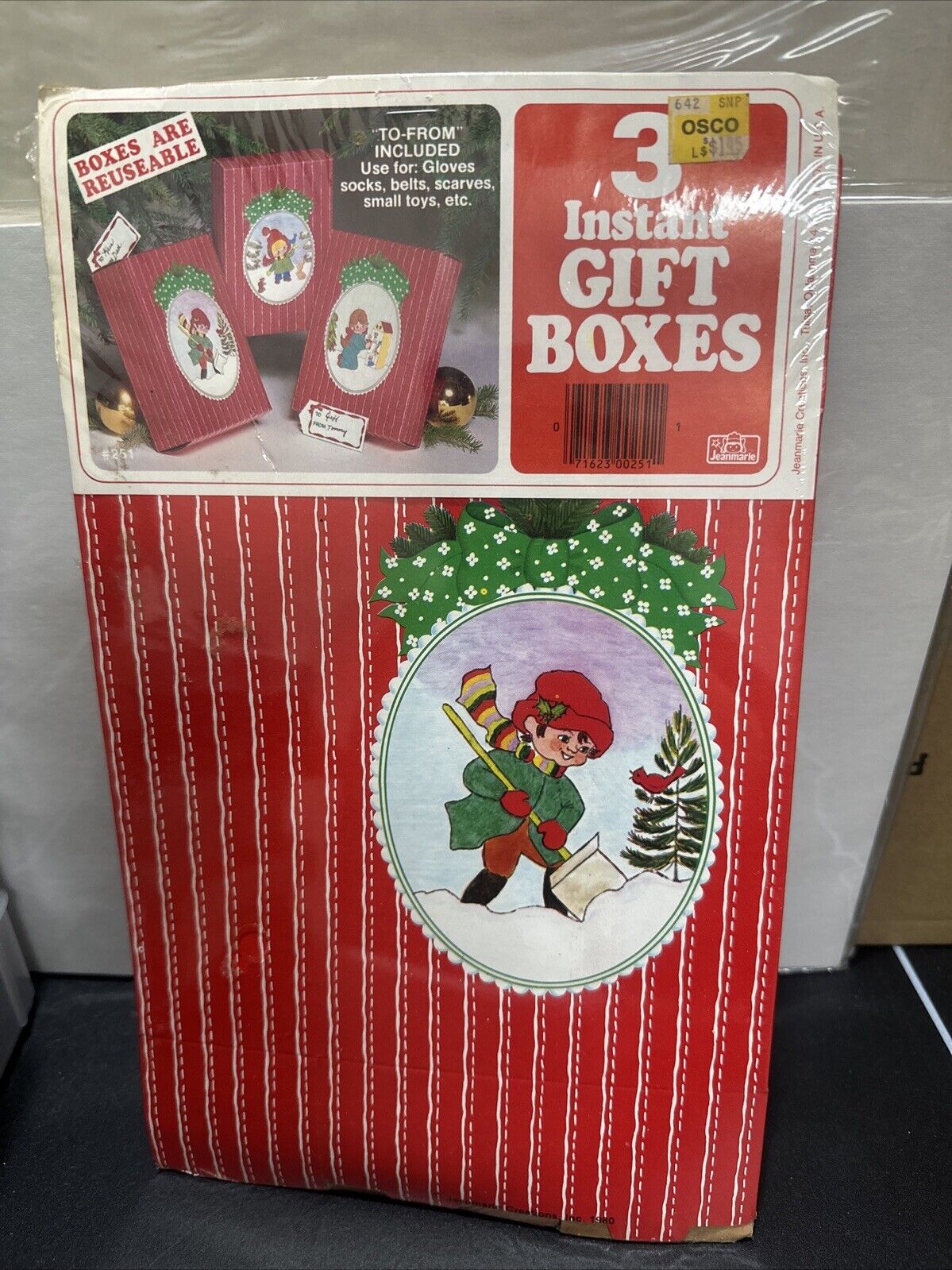 VINTAGE CHRISTMAS JEANMARIE Creations 3 GIFT BOXES W/TAGS NOS NIP 1980 USA
