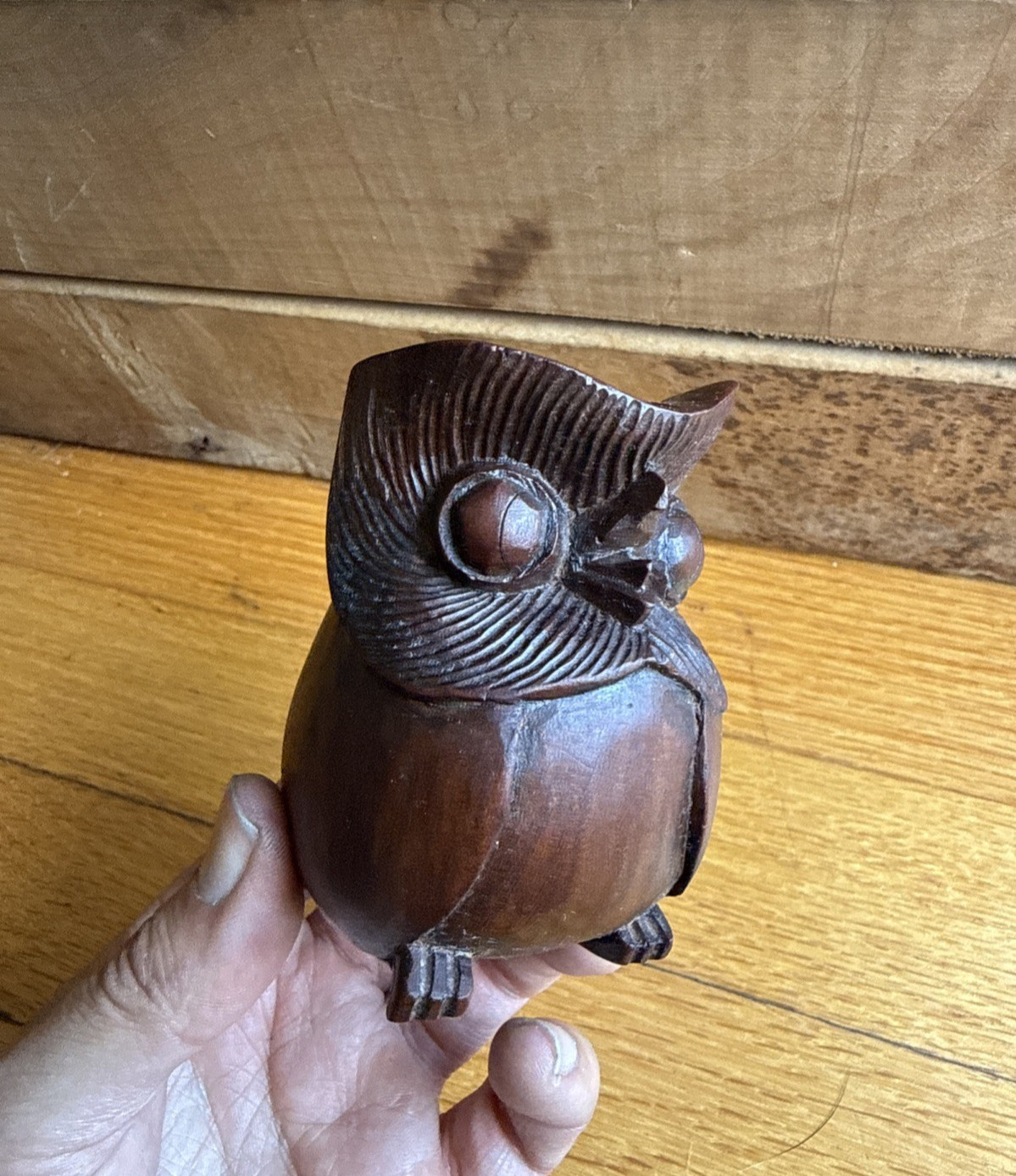 Vintage Mid Century Modern MCM Abstract Carved Iron Wood Owl Figurine Sculpture Vintage Mid Century Modern MCM Abstract Carved Iron Wood Owl Figurine Sculpture