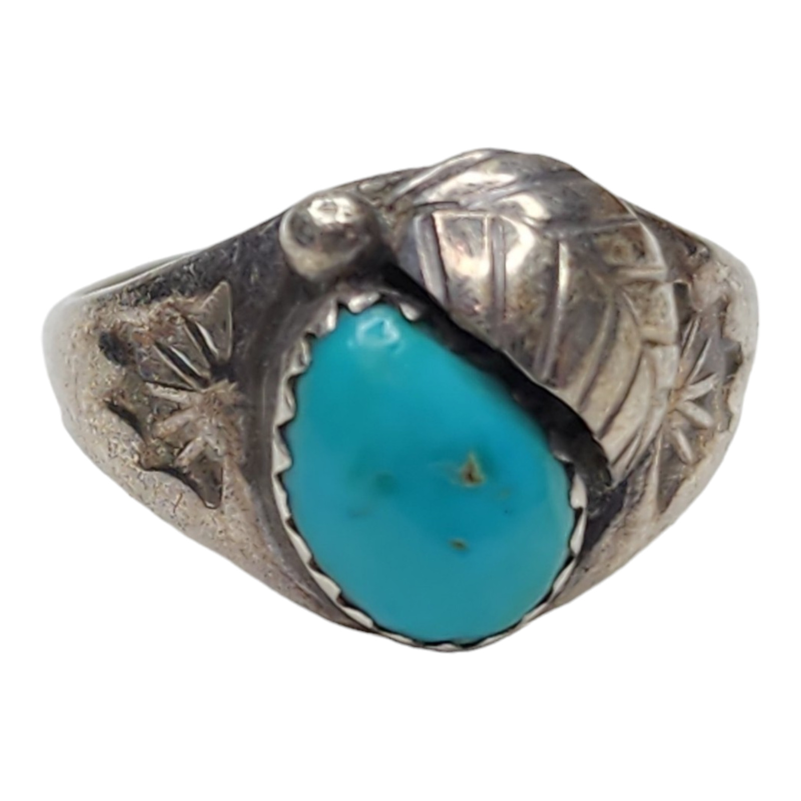 Vintage Native American Navajo Southwest Sterling Silver Turquoise Ring Size 7.5
