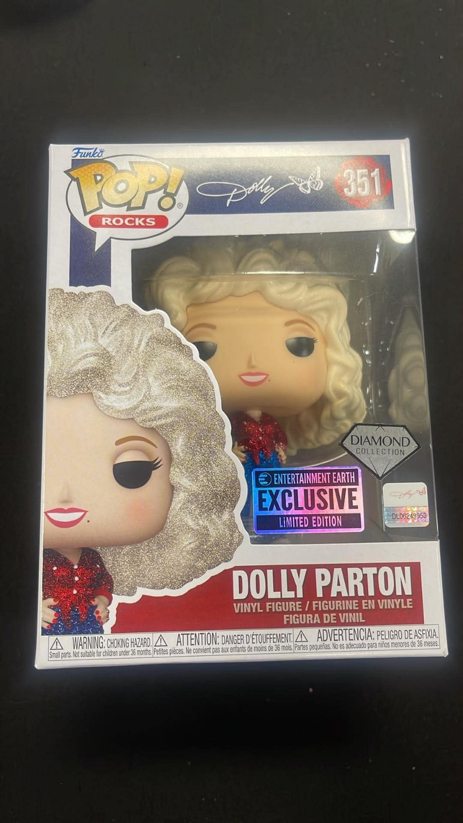 VAULTED EXCLUSIVE LE DIAMOND GLITTER Dolly Parton Funko Pop Rocks #351 VAULTED EXCLUSIVE LE DIAMOND GLITTER Dolly Parton Funko Pop Rocks #351