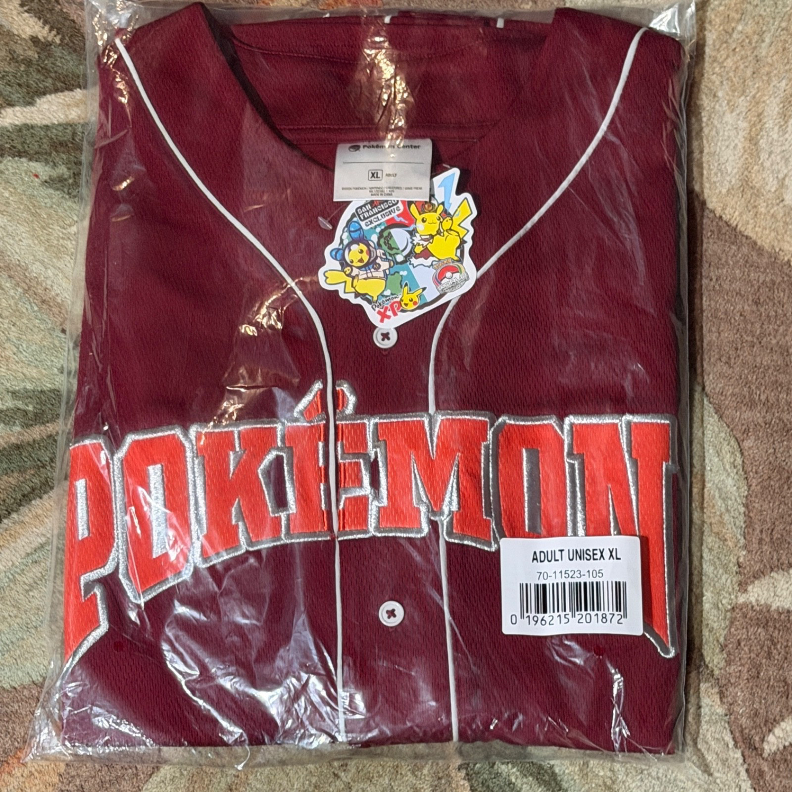 POKEMON WORLDS red 2026 sealed MAROON JERSEY adult EXTRA LARGE xp EXCLUSIVE sf POKEMON WORLDS red 2026 sealed MAROON JERSEY adult EXTRA LARGE xp EXCLUSIVE sf