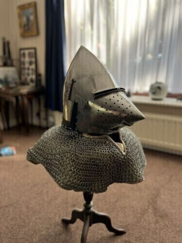 Medieval Knight Pig Faced Bascinet Aventail Helmet Christmas Gift