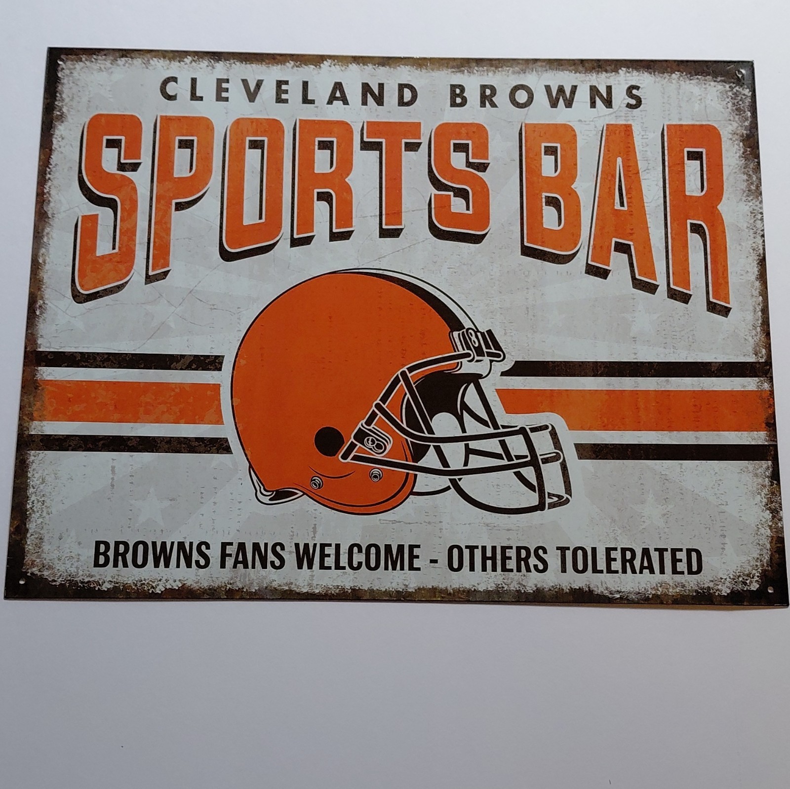 Cleveland Browns Sports Bar Metal  Sign - Fans Welcome Others Tolerated 16x12