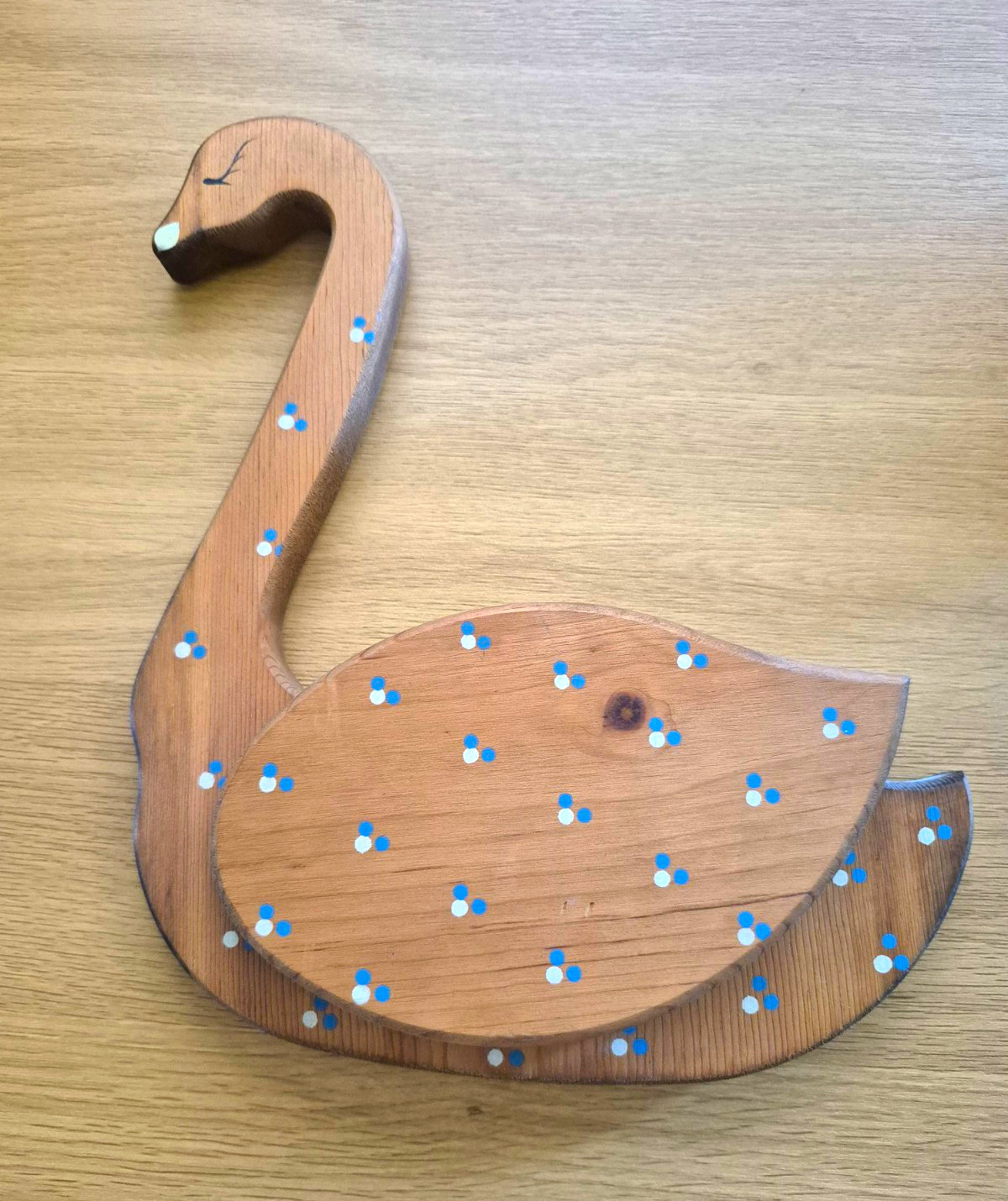 Vintage Hand painted Carved Goose Swan Wall Pocket Folk Art Decor Cottage core 