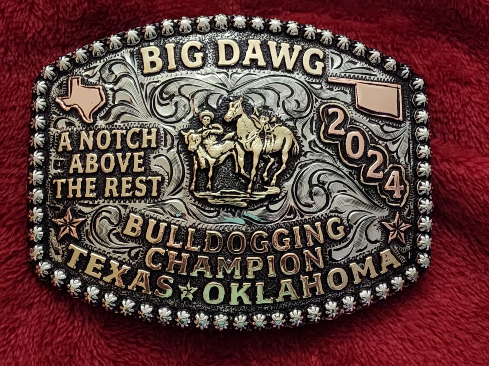 Rodeo☆2024☆X~Treme BULLDOGGING Champion Trophy Buckle☆Oklahoma~Texas☆Rare☆342