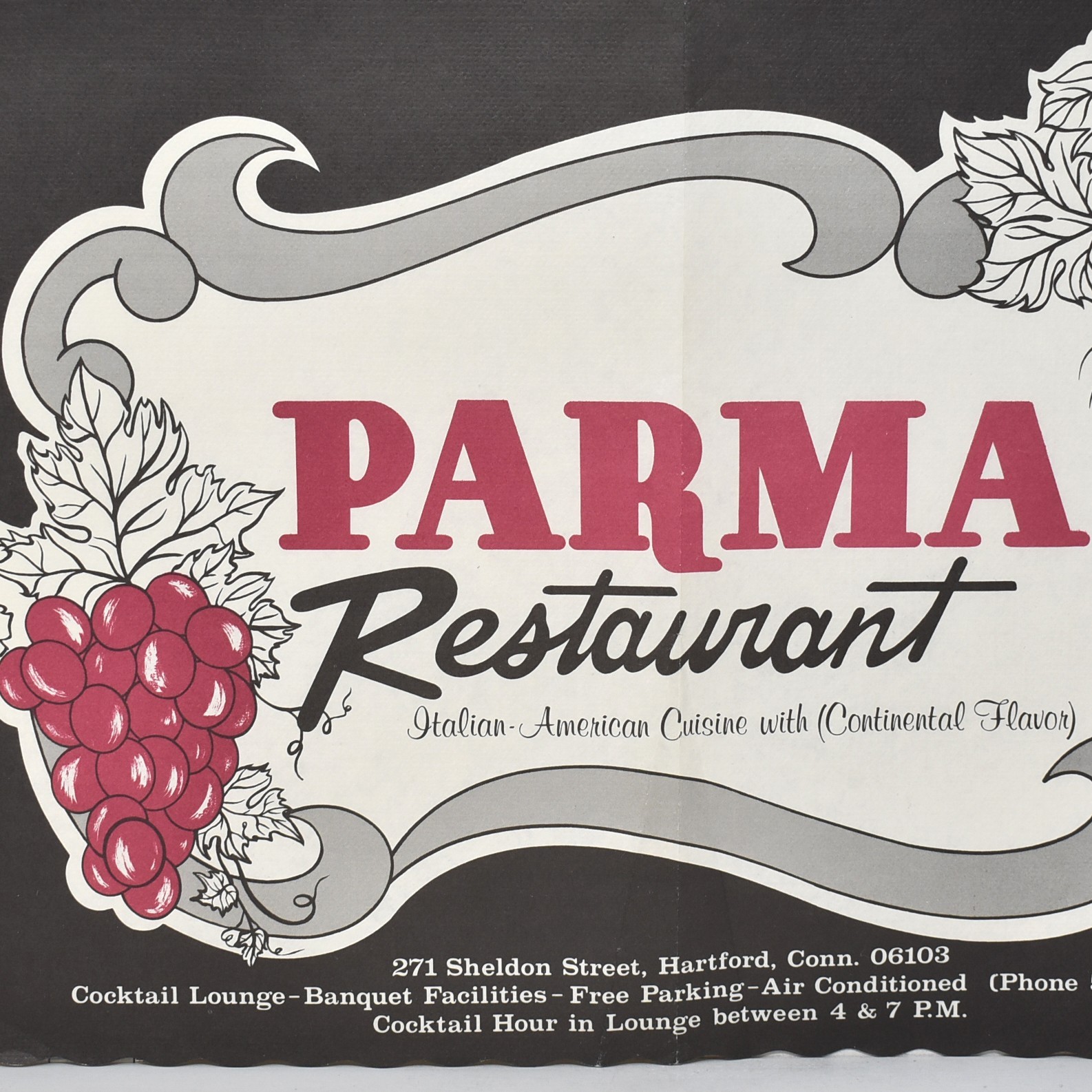 1970s Parma Italian Restaurant Lounge 271 Sheldon Street Hartford Connecticut