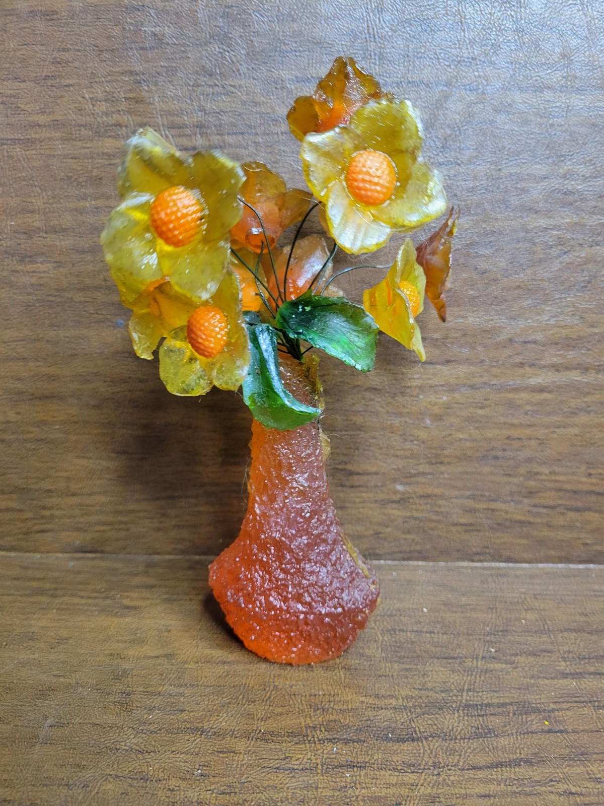 Vintage MCM Lucite Acrylic Flower Sculpture, Retro 1960s 1970s Orange Wondermold