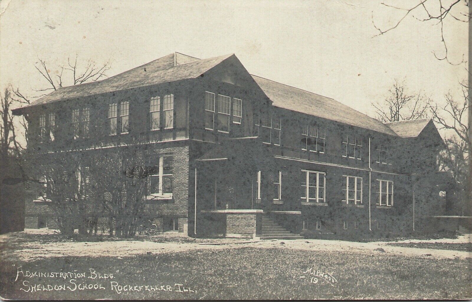 Sheldon University School Area Rockefeller Mundelein Illinois 1910 RPPC Postcard