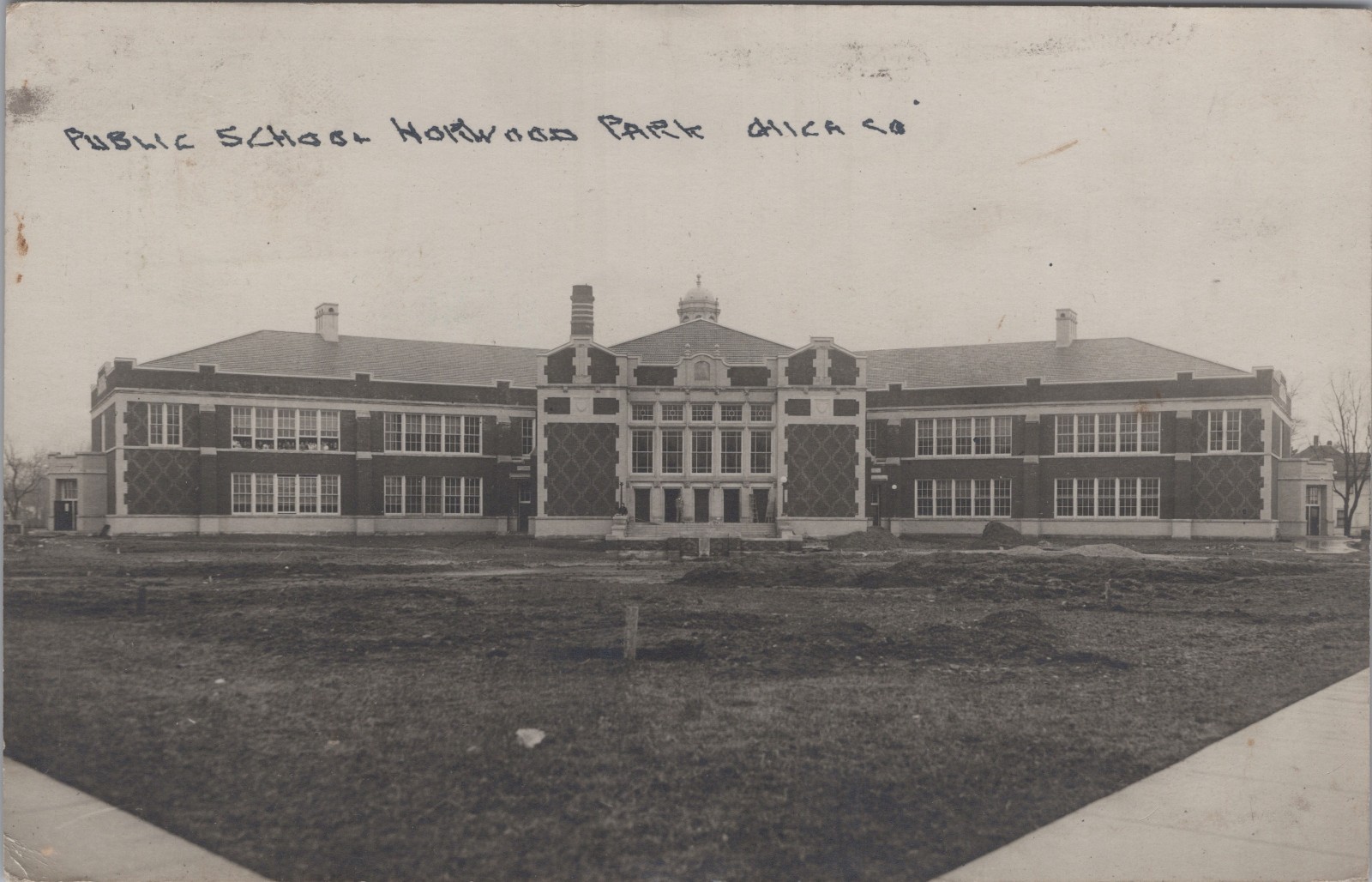 RPPC Public School Norwood Park Chicago IL Illinois 1916 Real Photo Postcard