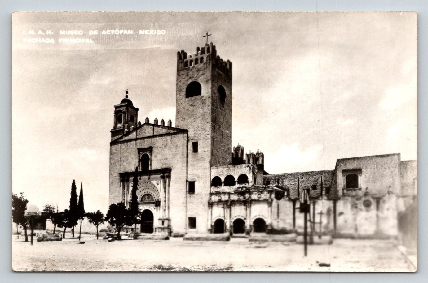 Actopan Mexico INAH Museum Main Facade RPPC Real Photo Postcard Vintage Gimont Actopan Mexico INAH Museum Main Facade RPPC Real Photo Postcard Vintage Gimont