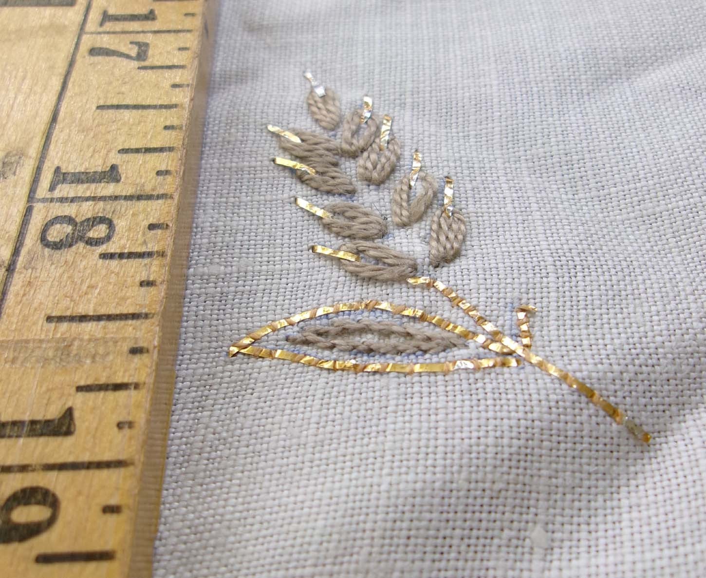 2 Vintage Linen Placemats Embroidery Wheat Gold Metallic Taupe MCM Midcentury 2 Vintage Linen Placemats Embroidery Wheat Gold Metallic Taupe MCM Midcentury
