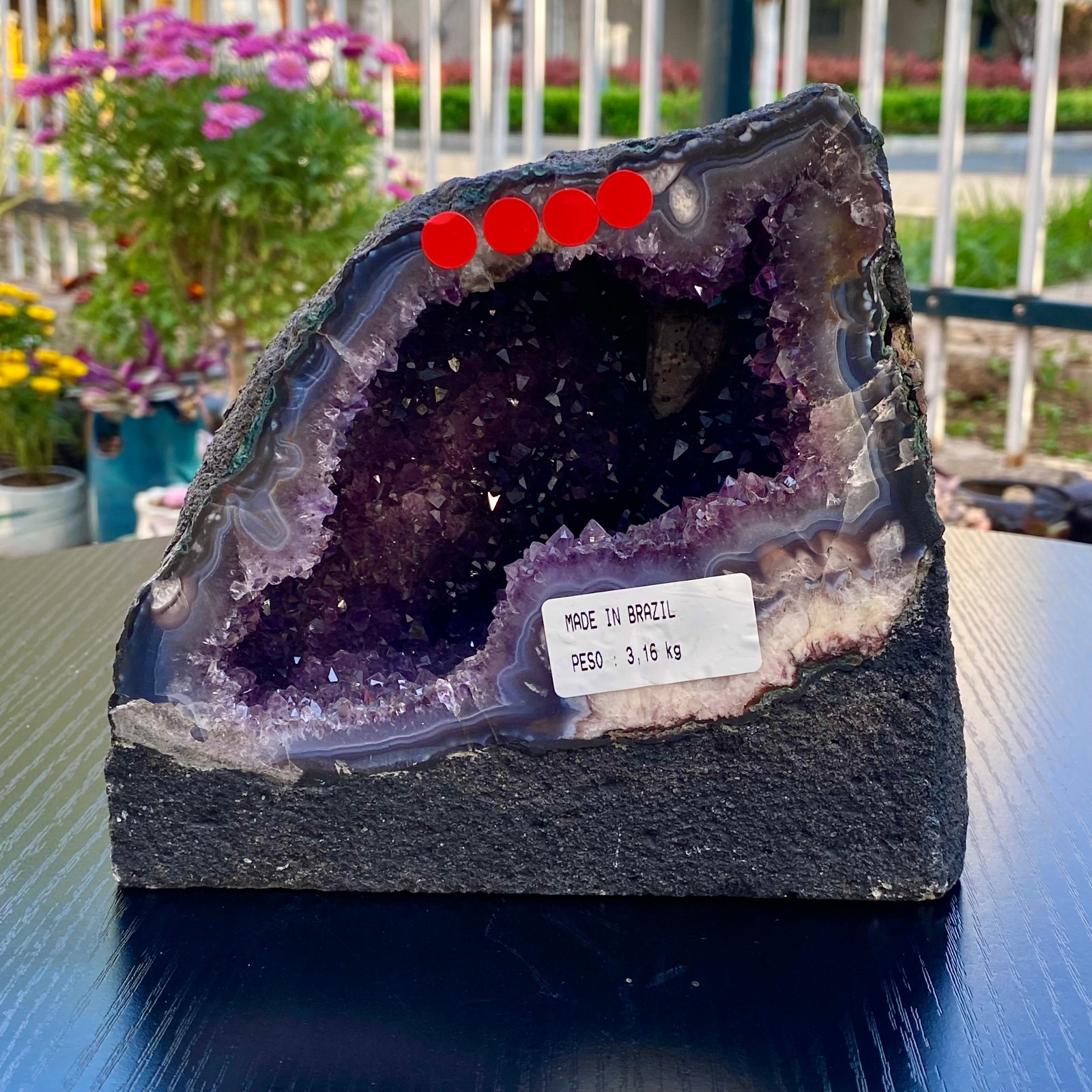 6.8LB Natural Amethyst Geode Quartz Crystal Cluster Cathedral Energy healing