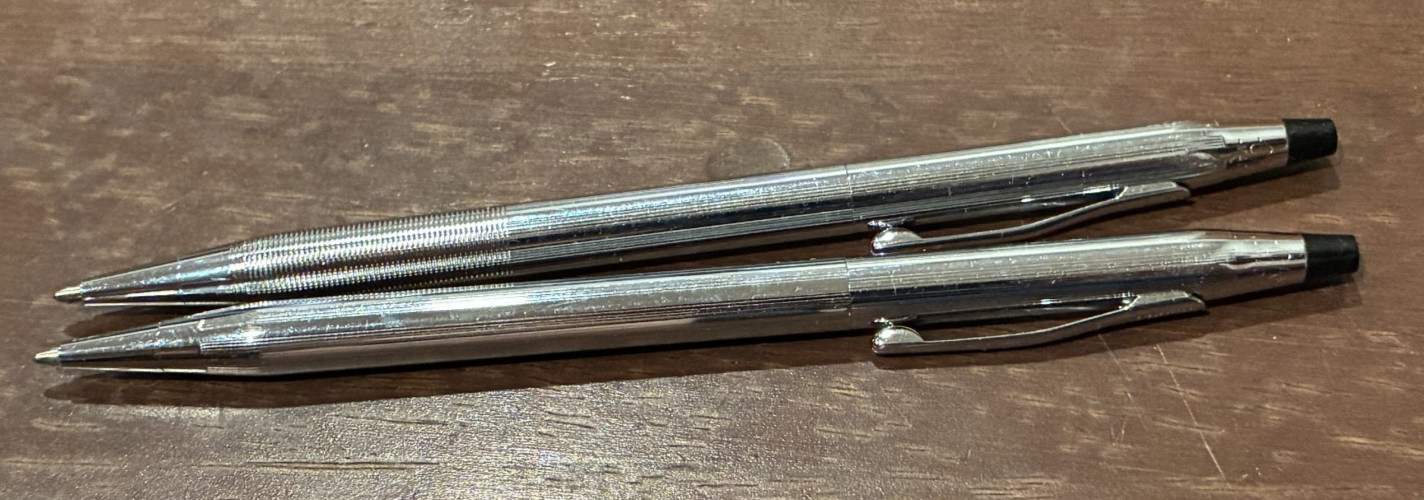 Lot of 2 Vintage Cross Classic Century Chrome Ballpoint Pens