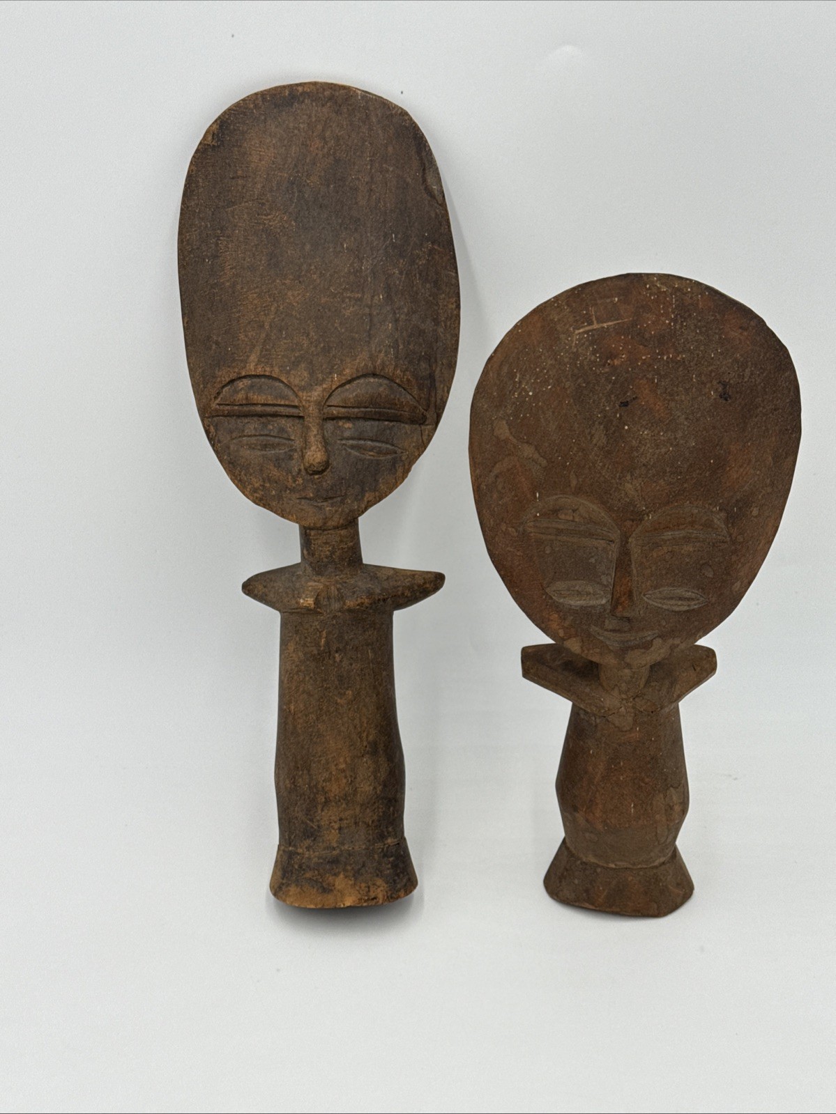 VTG African Ashanti Fertility Doll Hand Carved Wood Statue Figures
