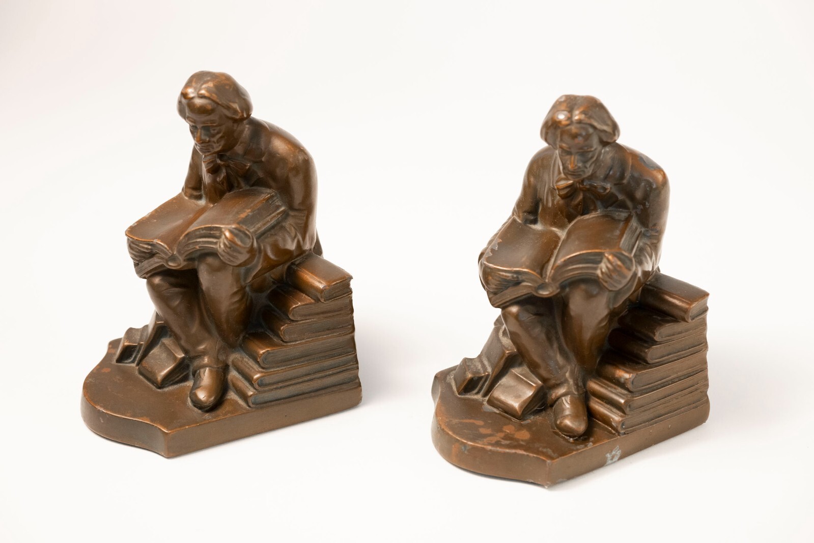 1930s NUART BRONZED METAL BOOKENDS ELBERT HUBBARD ROYCROFT ARTS & CRAFTS FOUNDER