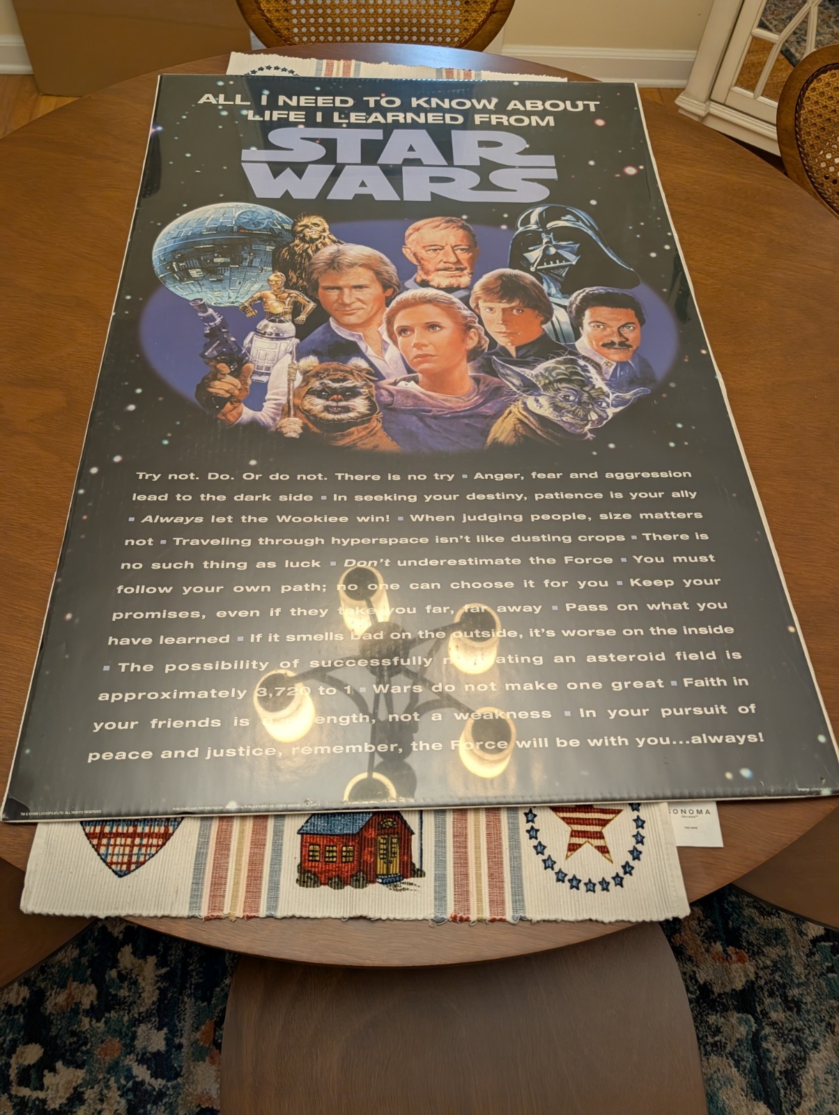1996 Star Wars 36x24 ALL I NEED, LEARN POSTER Original Trilogy Portal Displayed