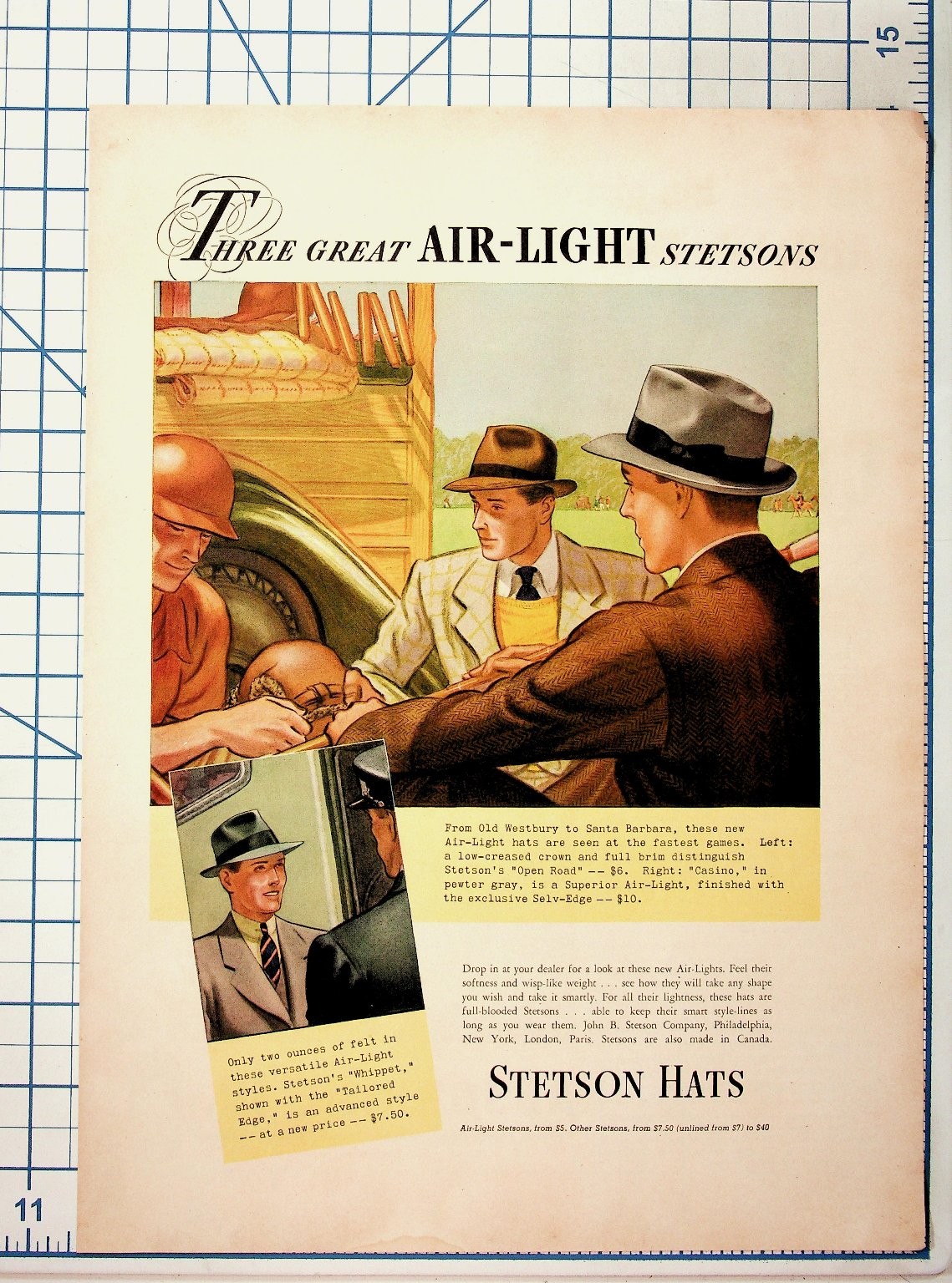 Vintage 1930s Stetson Hats Air-Light Vintage 1930s Stetson Hats Air-Light