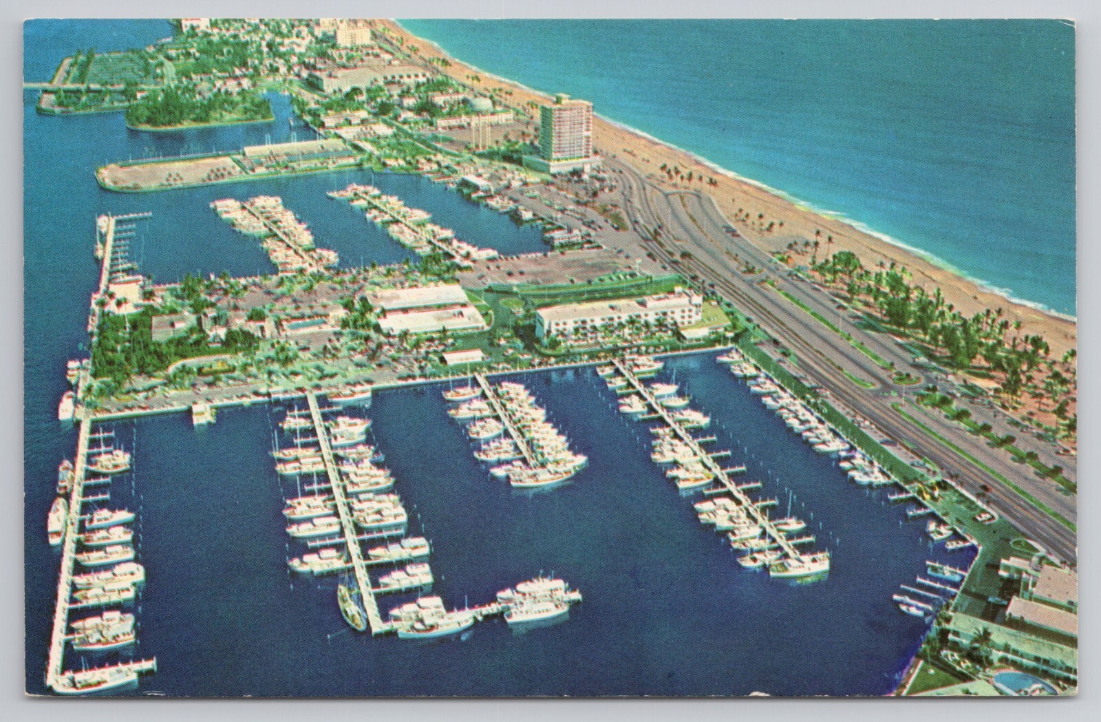 Bahia Mar Yachting Center & Motor Inn Aerial View Florida FL 1950s Postcard
