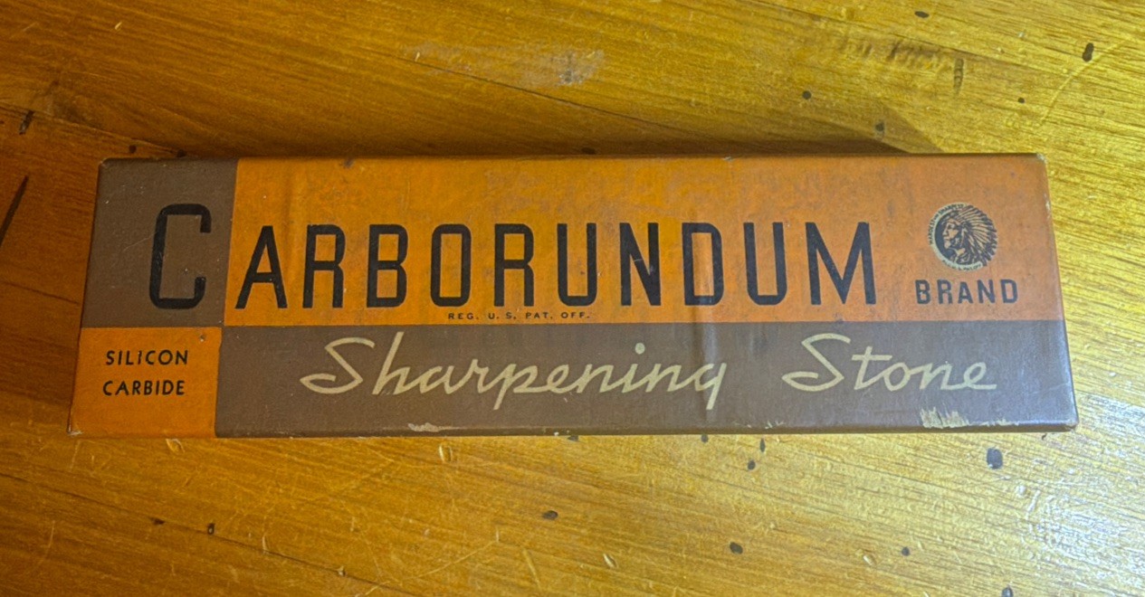 Vtg Carborundum Co #115 Fine Sharpening Stone 8x2x1  Silicon Carbide Orig Box