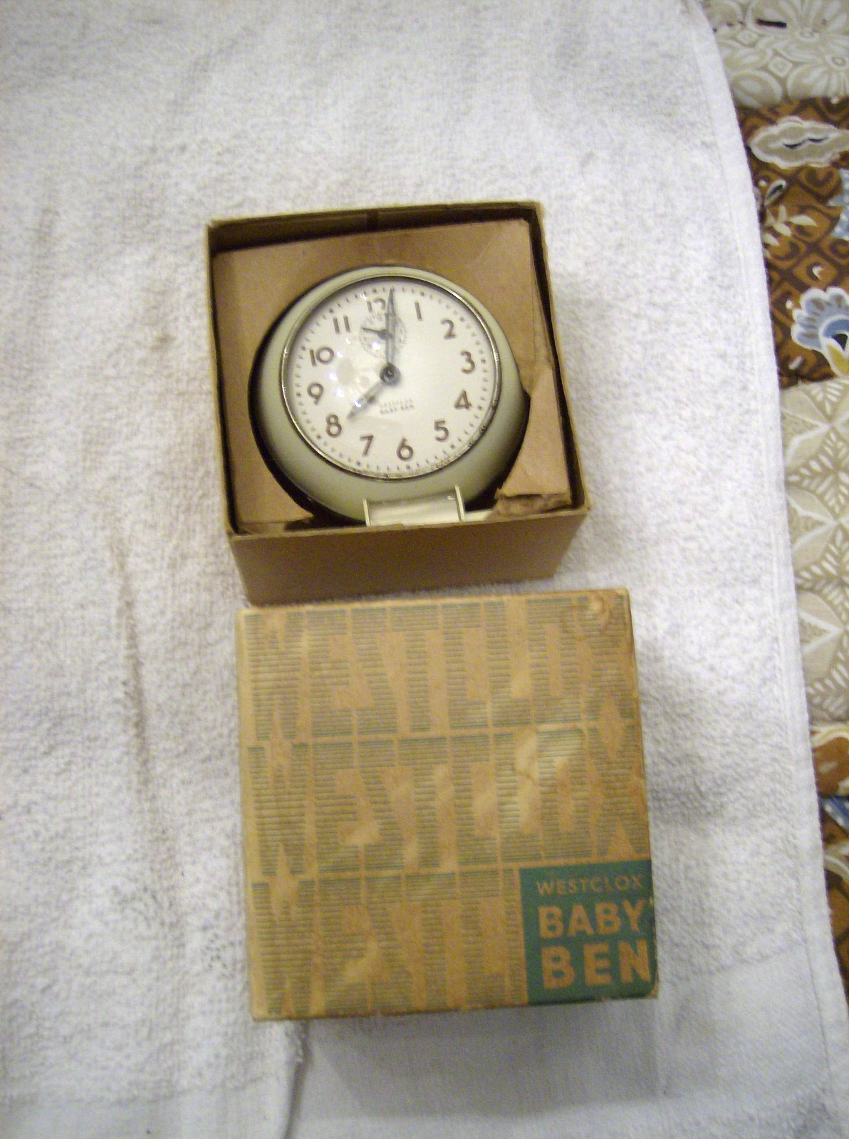WESTCLOX BABY BEN ALARM CLOCK 1940S 1950S ORIGINAL BOX MCM
