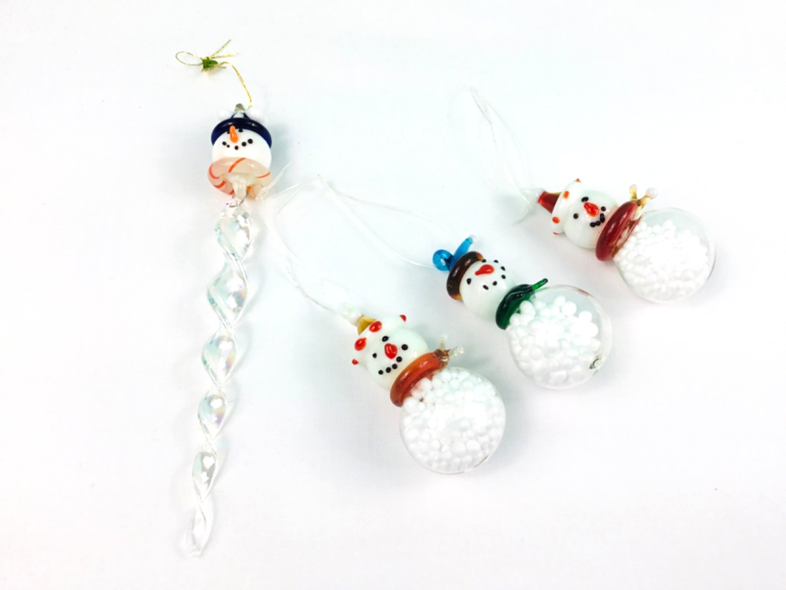 Lot Of Vintage Murano Style Blown Glass Snowman Ornaments Lot Of Vintage Murano Style Blown Glass Snowman Ornaments