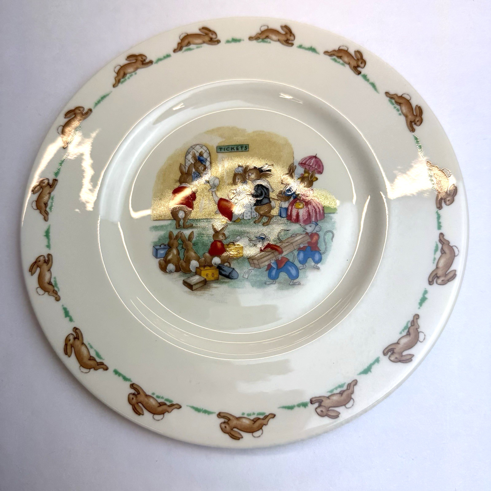 Vintage Royal Doulton Bunnykins Ticket Queue 8\