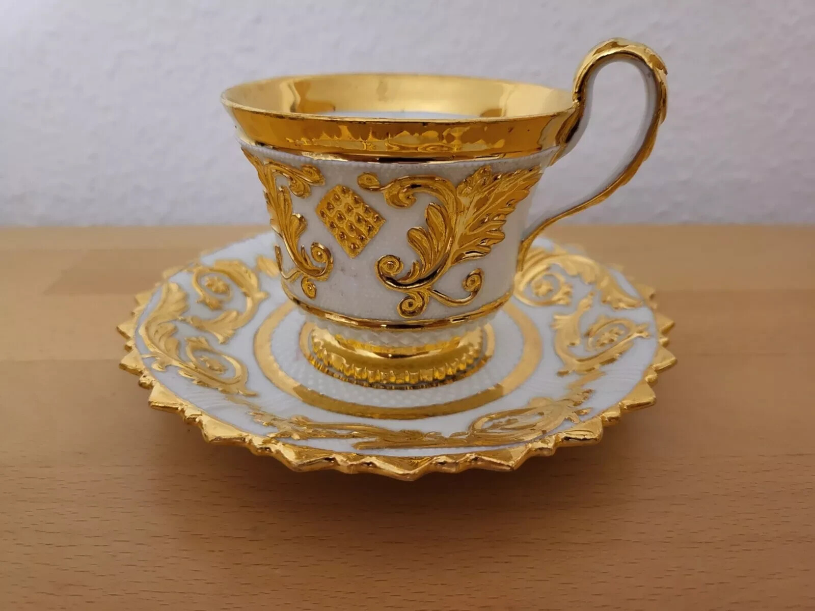 Meissen Antique Porcelain Coffee Mug and Saucer 18 th c