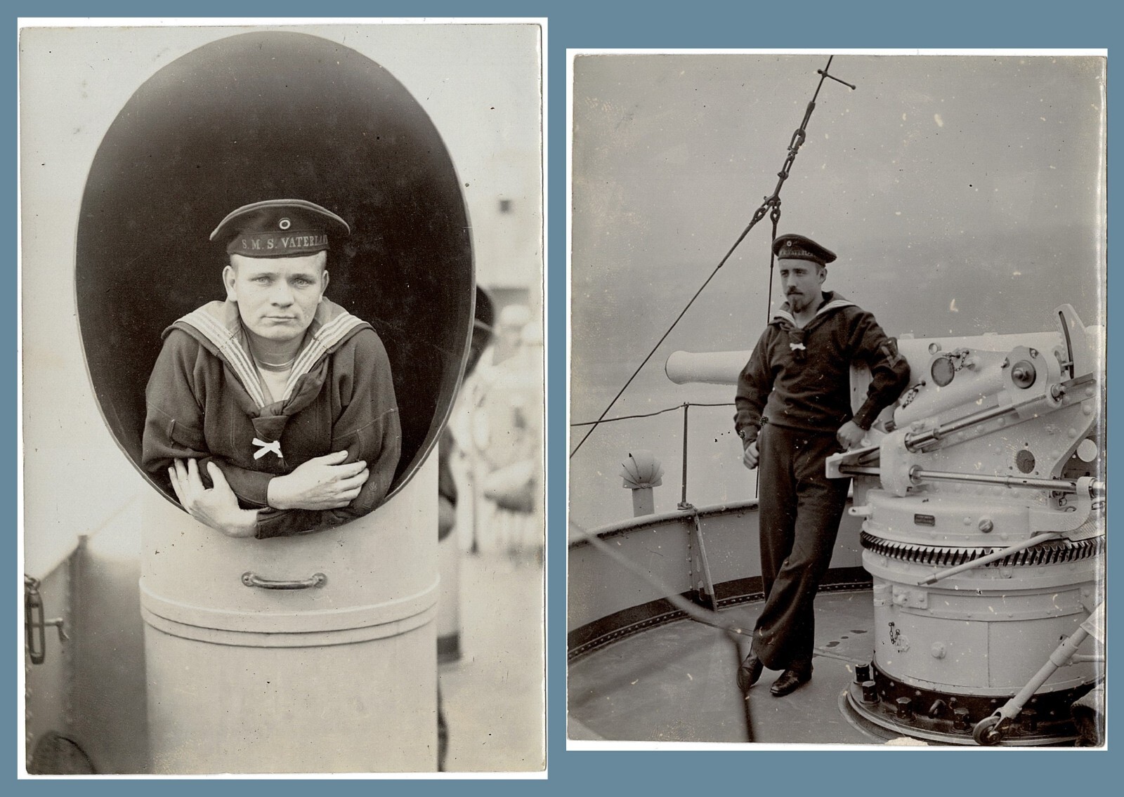 China 1904 Two Photos with German Marines Yangzi-jiang
