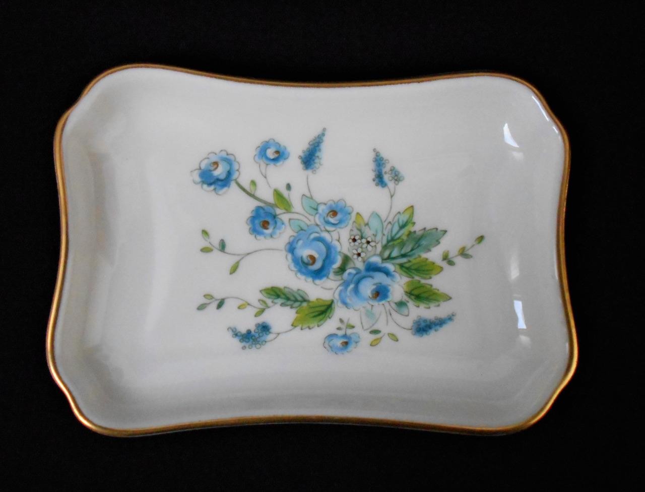 Vintage Coalport Blue Roses Bone China Pin Dish 4\