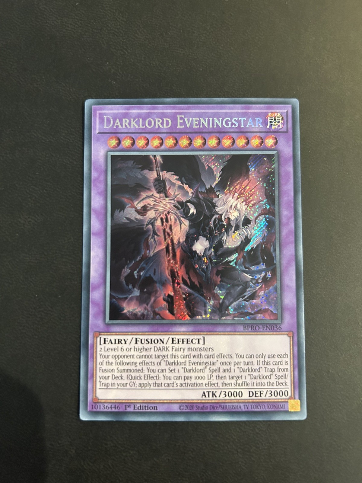 Yu-Gi-Oh BPRO-EN036 Darklord Eveningstar (1st Edition) Secret Rare, NEAR MINT