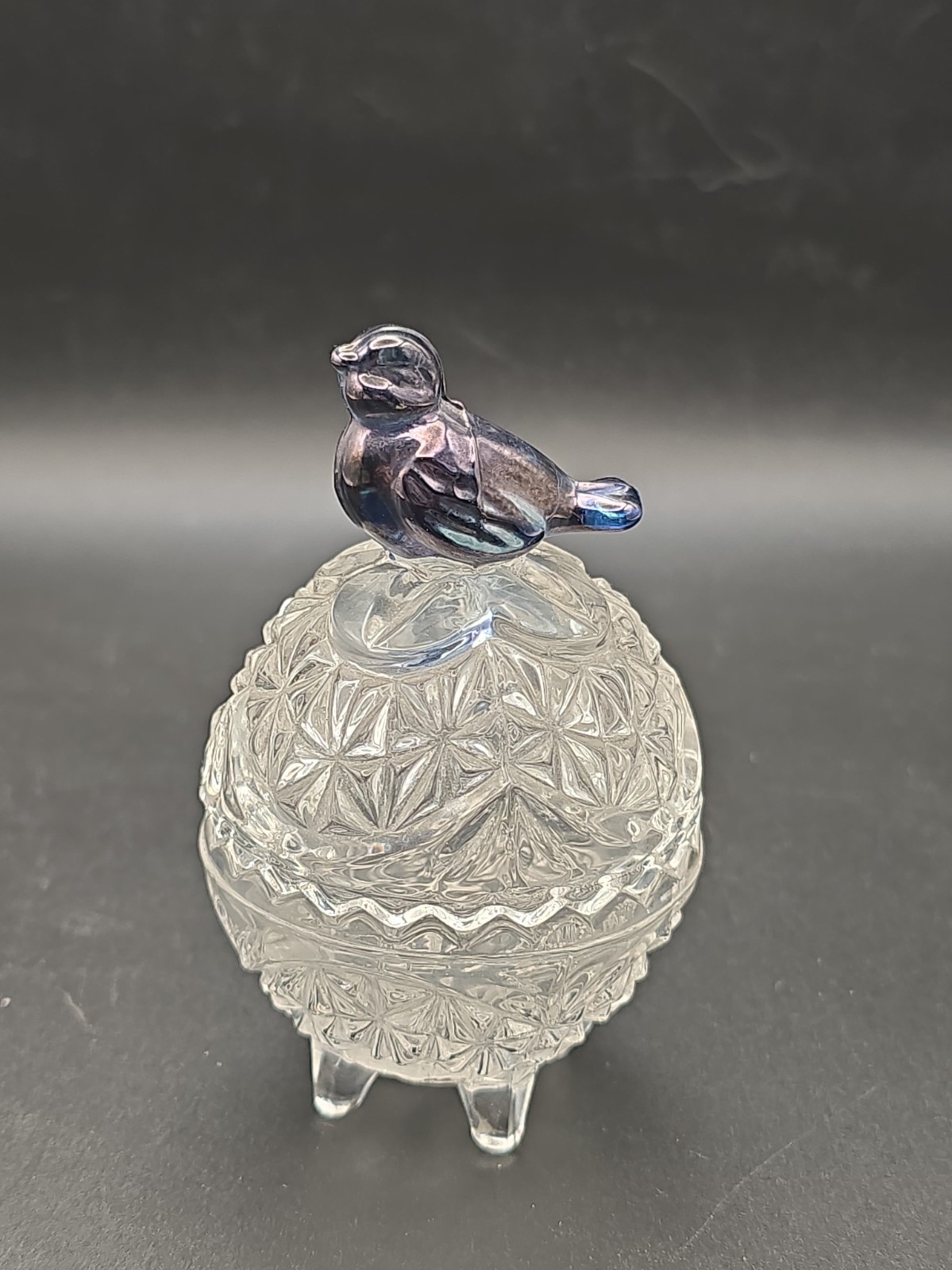Hofbauer Byrdes Collection Crystal Trinket Box Blue Bird Germany 3.25\