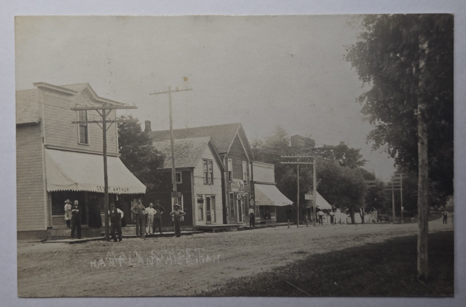 HARTLAND MICHIGAN RPPC Approx 1910 Street View Sepia w Nice Detail to GR 