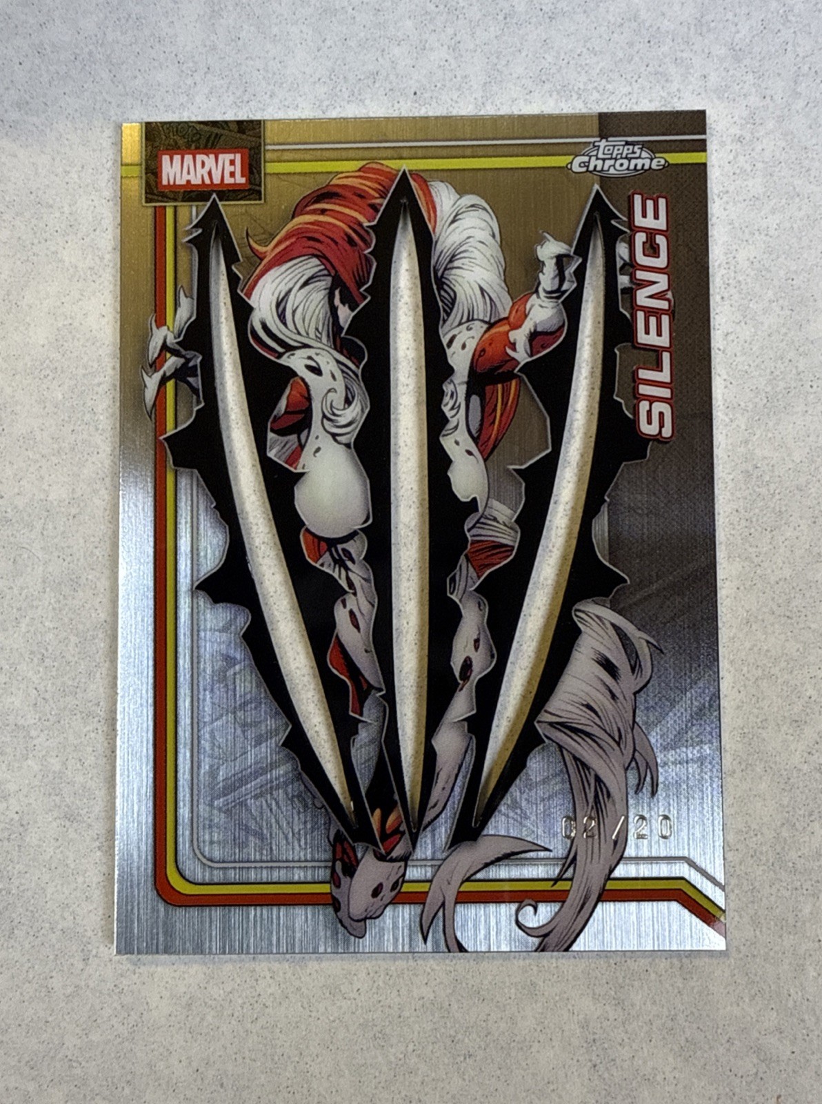 2026 Topps Chrome Marvel Silence Clawed Black Wolverine Adamantium #/20 SSP