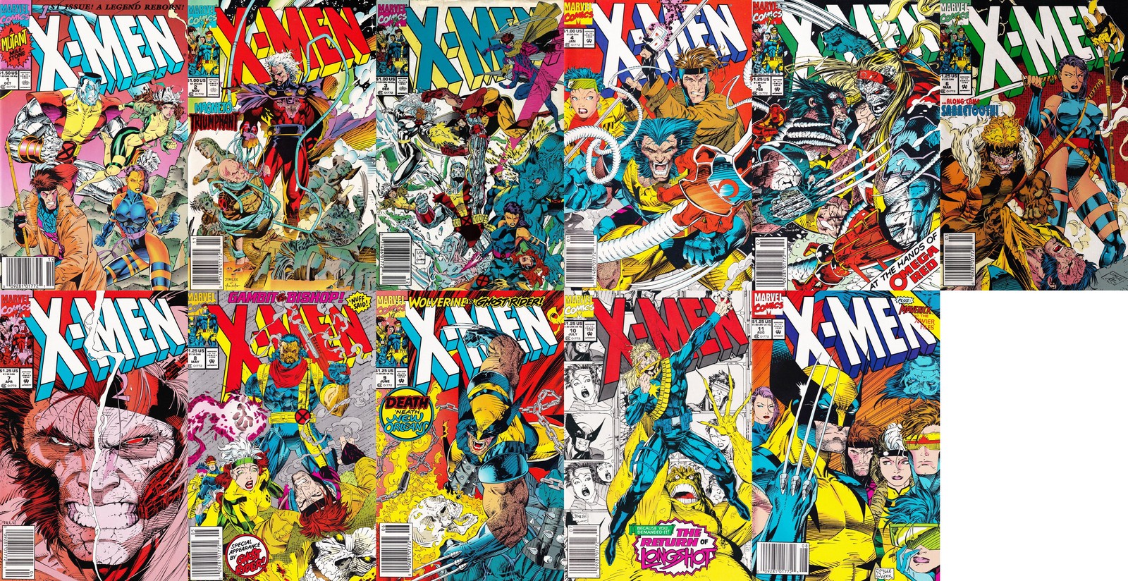 X-Men #1-11 Newsstand Covers (1991-2001) Marvel Comics